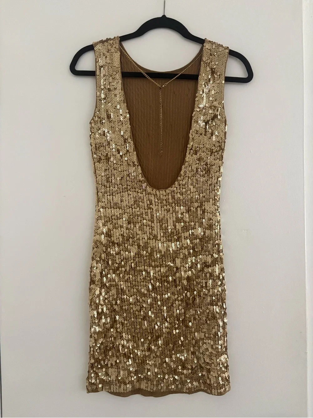 Michael Kors Gold Sequin Mini Sheath Dress